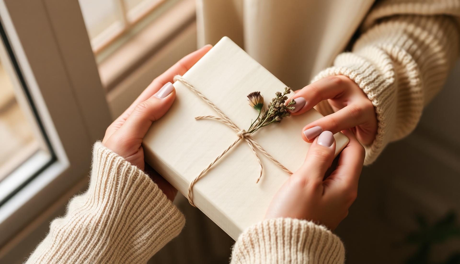 A wrapped gift held in two hands.